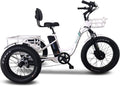 Emojo Electric Tricycle/Fat Tire Caddy Pro Trike, 500W 48V Hybrid Bicycle with Hydraulic Brake, Oversize Rear Cargo and Front Basket for Heavy-Duty Carrying or Delivery Sporting Goods > Outdoor Recreation > Cycling > Bicycles Zoom Sports Corp White Caddy Pro  