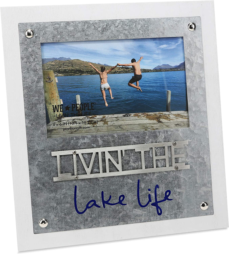 Pavilion Gift Company 67547 4X6 Inch Easel Back Picture Frame Livin' the Lake Life, 4X6, White Home & Garden > Decor > Picture Frames Pavilion Gift Company   