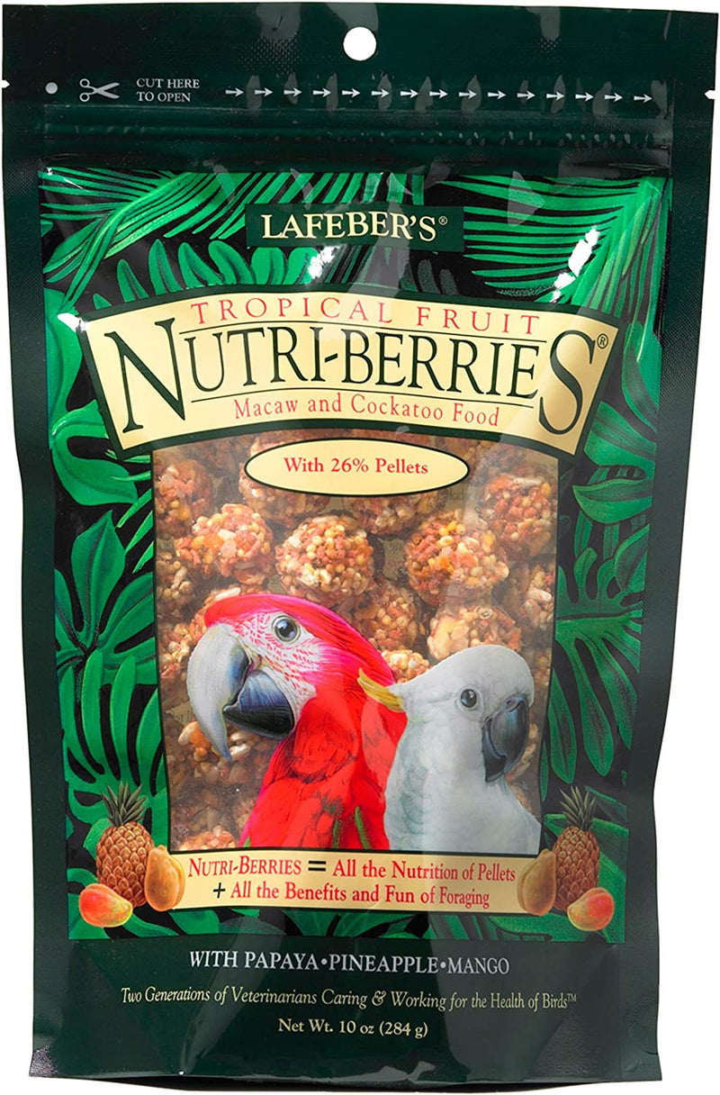 Lafeber Tropical Fruit Nutri-Berries Pet Bird Food, Made with Non-Gmo and Human-Grade Ingredients, for Macaws and Cockatoos, 10 Oz Animals & Pet Supplies > Pet Supplies > Bird Supplies > Bird Food Lafeber   