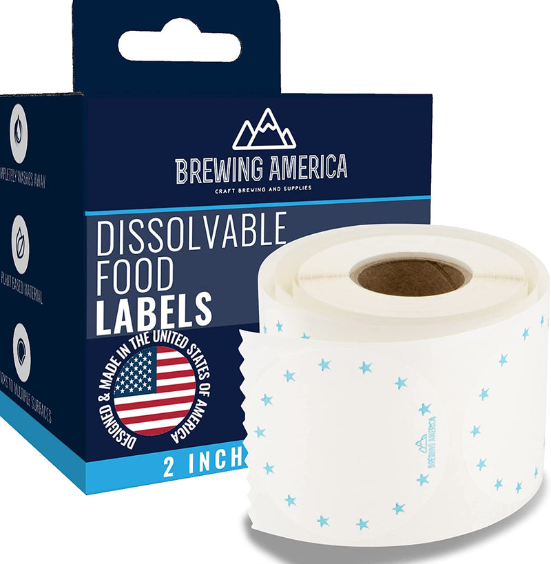 Dissolvable Food Labels for Food Containers - Made in USA - Great for Food Prep, Pantry, Canning, Freezer, Mason Jar Storage, Bottles and Rotation– No Scrubbing, No Residue - TEAL Home & Garden > Decor > Decorative Jars Brewing America Circular  