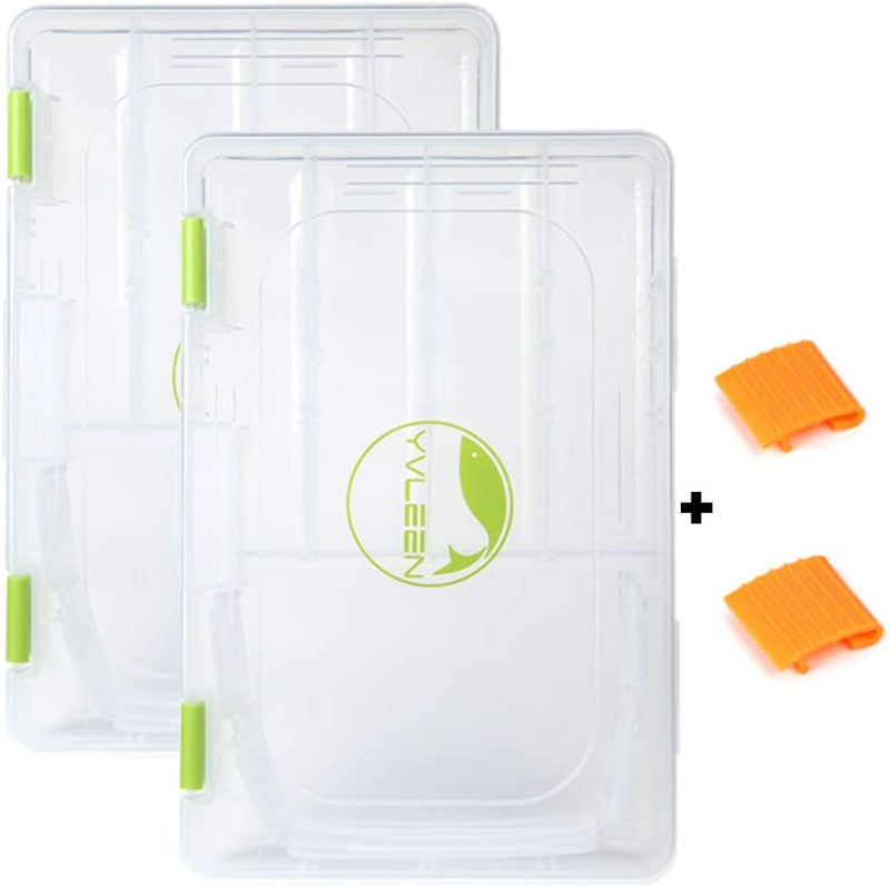 YVLEEN Fishing Tackle Boxes - 3600 3700 Tackle Box Plastic Storage Organizer Box with Removable Dividers - 2Packs/4Packs Tackle Trays - Included 2Pcs of Extra Clip Sporting Goods > Outdoor Recreation > Fishing > Fishing Tackle YVLEEN Tray Size: Two 3600 (10.82"x7.28"x1.77")  