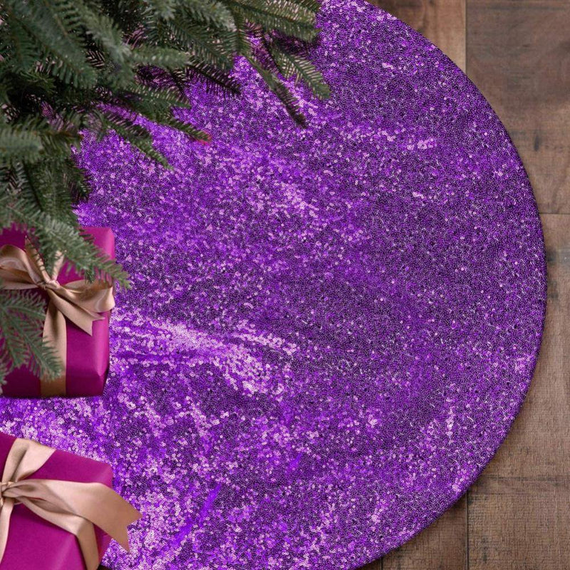 Sequin Christmas Tree Skirt 24/30/36/48 Inches Sparkly Small Tree Skirt Glitter Christmas Tree Ornaments for Holiday Party Decor Home & Garden > Decor > Seasonal & Holiday Decorations > Christmas Tree Skirts 704352458 30" Purple 