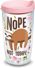Tervis 1303151 Sloth Nope Not Today Insulated Tumbler with Wrap and Pink Lid, 16 Oz, Clear Home & Garden > Kitchen & Dining > Tableware > Drinkware Tervis Tumbler Company Clear and Pink 16oz 