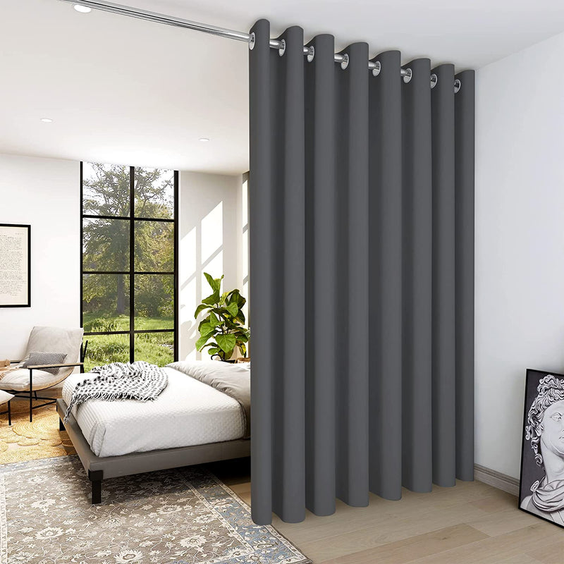 Deconovo Room Divider Curtains for Office (10Ft Wide X 8Ft Tall, 1 Panel, Khaki) Blackout Curtains for Sliding Door, Thermal Window Drapes, Grommet Curtain Panles for Bedroom, Living Room, Loft Home & Garden > Decor > Window Treatments > Curtains & Drapes Deconovo Dark Grey 15ft Wide x 9ft Tall 