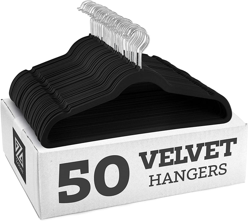 Zober Velvet Hangers 50 Pack - Black Hangers for Coats, Pants & Dress Clothes - Non Slip Clothes Hanger Set W/ 360 Degree Swivel, Holds up to 10 Lbs - Strong Felt Hangers for Clothing Sporting Goods > Outdoor Recreation > Fishing > Fishing Rods ZOBER Black 50 Pack 
