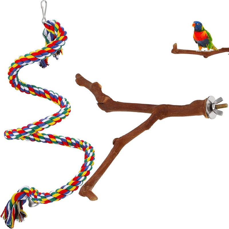 Ipetboom Perches Parrot Stand, 1 Pc Bird Rope Perch 1Pc Tree Branch Perch Parrots Playing, Chewing Perch Toy Climbing Standing Toy Animals & Pet Supplies > Pet Supplies > Bird Supplies Ipetboom   