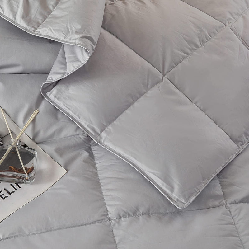 Confibona Lightweight 90% White down Comforter/Blanket,King Size,Cooling Duvet Insert for Summer /Warm Weather,Machine Washable,Super Soft Cotton Shell without Noise,Light Gray Home & Garden > Linens & Bedding > Bedding > Quilts & Comforters confibona   