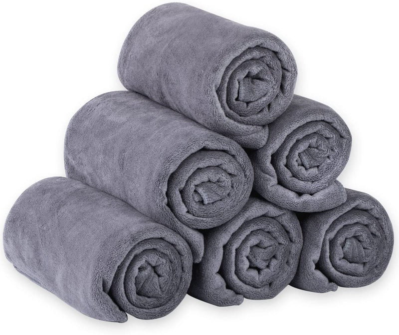 JML Microfiber Bath Towel Sets (6 Pack, 27" X 55") -Extra Absorbent, Fast Drying, Multipurpose for Swimming, Fitness, Sports, Yoga, Grey 6 Count Home & Garden > Linens & Bedding > Towels JML Grey 6 Pack 