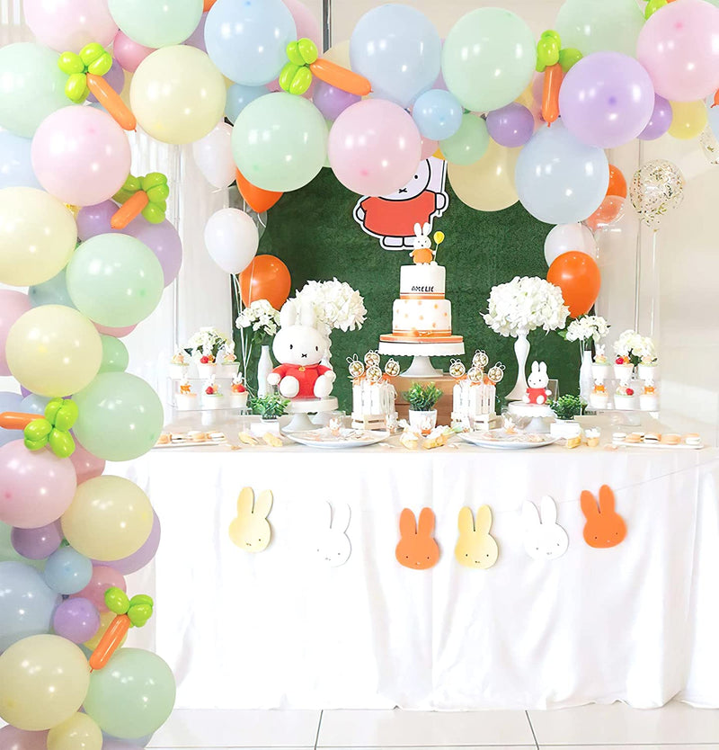 118Pcs Easter Party Decorations, Easter Bunny Balloon Arch, Pastel Balloons Bunny Balloon with DIY Carrot Balloons for Easter Bunny Party Supplies Baby Shower Girls Birthday Easter Decorations Home & Garden > Decor > Seasonal & Holiday Decorations LaibaoBB   