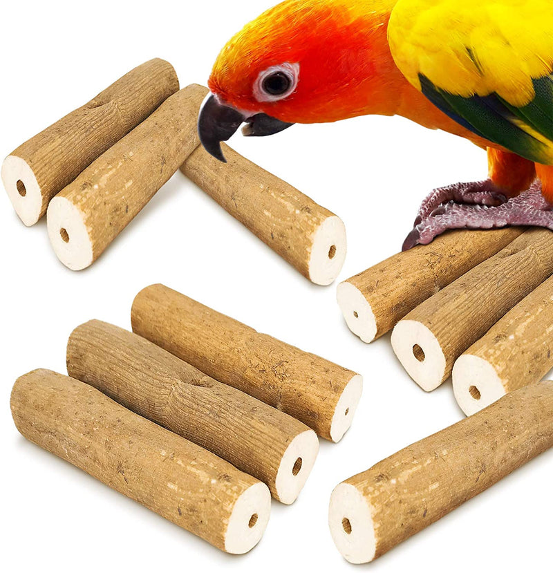 Meric Sola Sticks with Skin, round Wood Ideal for Chewing, Foraging and Foot Toy for Parrots, Grooms Beak and Nails, Keeps Birds in Good Behavior and Physically Fit, 10 Pcs per Pack