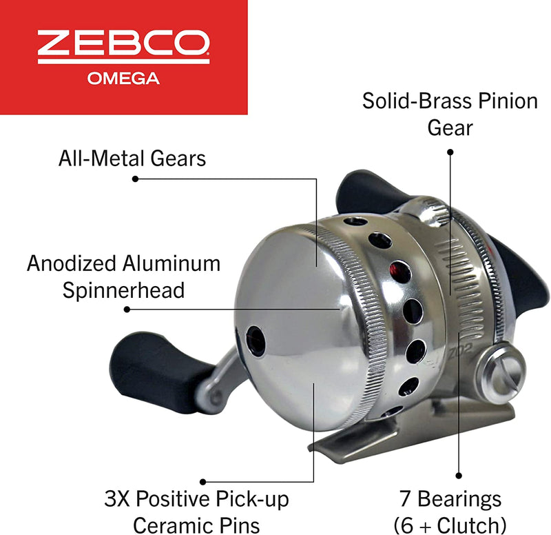 Zebco Omega Spincast Fishing Reel, 7 Bearings (6 + Clutch), Instant Anti-Reverse with a Smooth Dial-Adjustable Drag, Powerful All-Metal Gears and Spare Spool Sporting Goods > Outdoor Recreation > Fishing > Fishing Reels Zebco Brands   
