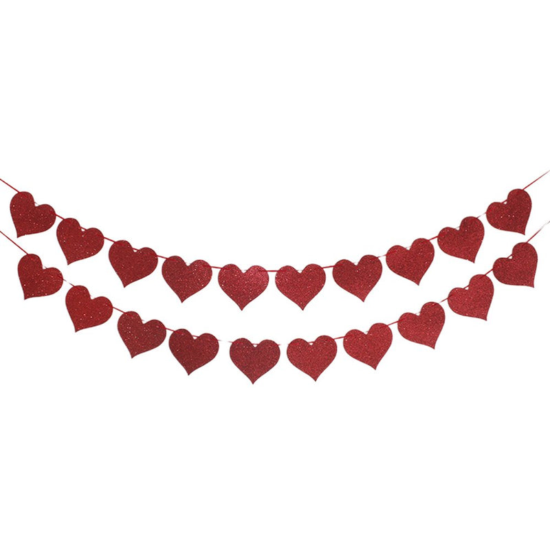 FRCOLOR 2Pcs Romantic Heart-Shaped Hanging Banners Valentine Day Decorative Banners Show Love Props Stage Decorated Pull Flags Valentine Day Theme Decoration for Proposal Wedding Scene Decors Home & Garden > Decor > Seasonal & Holiday Decorations FRCOLOR   