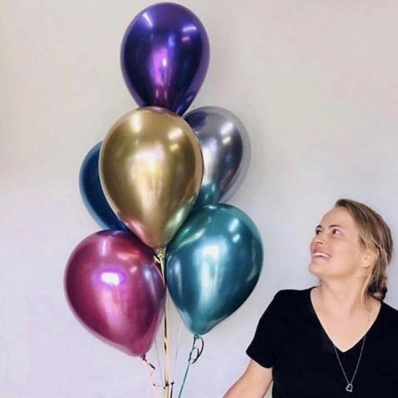 Eleaeleanor 50Pcs Thicken Durable Balloon Party Supplies Wedding Birthday Metallic Face Latex Balloons for Holiday Events Party Decoration Silver Arts & Entertainment > Party & Celebration > Party Supplies EleaEleanor   
