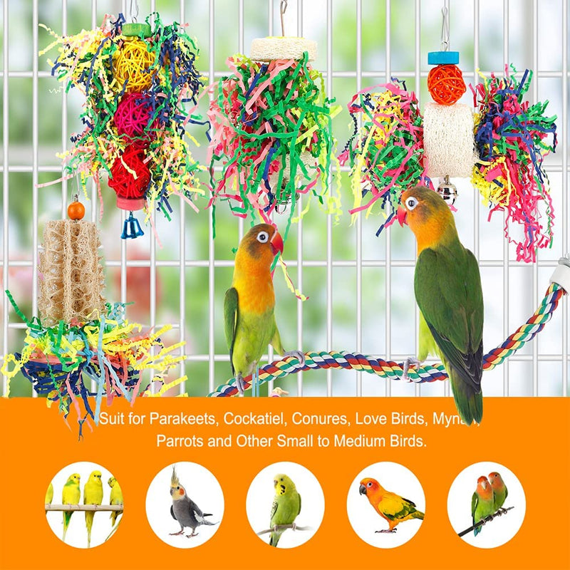 Bird Toys Bird Shredding Foraging Toys Parakeet Toy Chewing Hanging Toy Bird Shredded Paper Bird Cage Accessories Bird Rope Perch for Conure Cockatiel Budgies Lovebird Parrotlet (Without Rope Perch) Animals & Pet Supplies > Pet Supplies > Bird Supplies > Bird Toys lovyoCoCo   