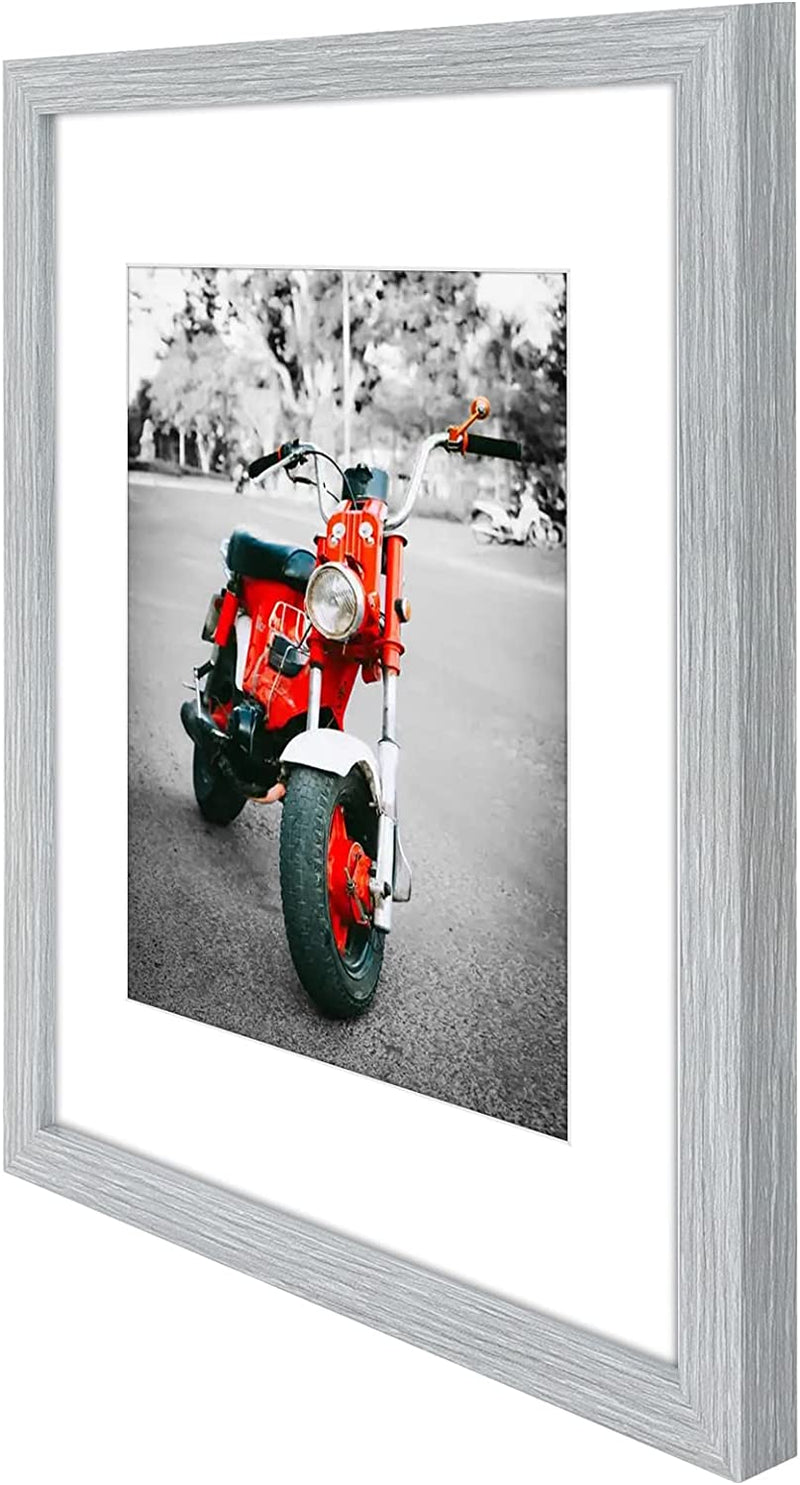 Golden State Art 11X14 Grey Picture Frame Made of HD Tempered Glass and 100% Pine Solid Wood Display 8X10 Photo (With Mat) or 11X14 (Without Mat)- 2 Pack