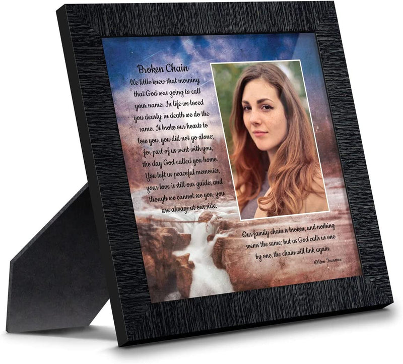 Sympathy Gift in Memory of Loved One, Memorial Picture Frames for Loss of Loved One, Memorial Grieving Gifts, Condolence Card, Bereavement Gifts for Loss of Mother, Father, Broken Chain Frame, 6382BW Home & Garden > Decor > Picture Frames Crossroads Home Décor Charcoal 8x8 w/Picture Opening v1 