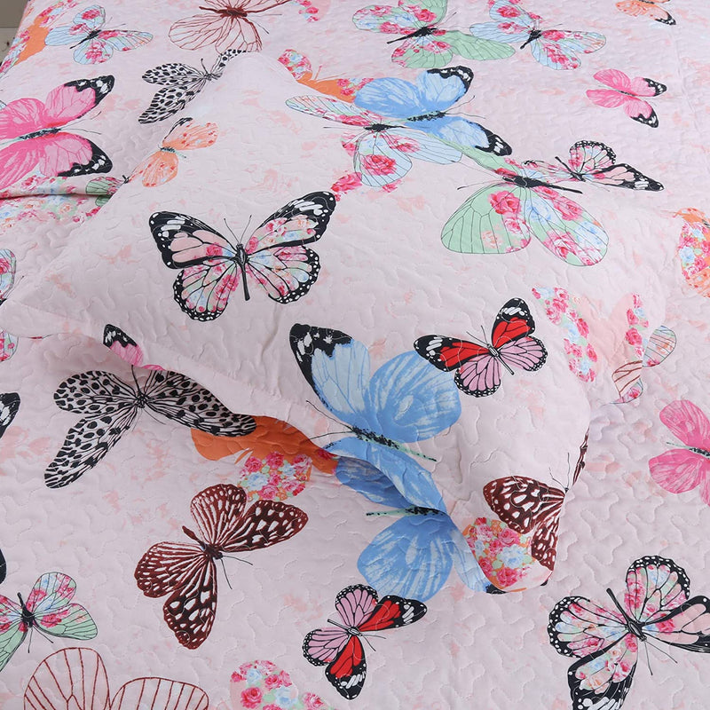 Marcielo 2 Piece Kids Bedspread Quilts Set Throw Blanket for Teens Boys Girls Bed Printed Bedding Coverlet Butterfly A72 (Twin) Home & Garden > Linens & Bedding > Bedding MarCielo   