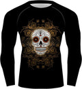O2TEE Men'S Novelty Graphic Soft Slim Long Sleeve Compression Trainning Casual Top Sporting Goods > Outdoor Recreation > Cycling > Cycling Apparel & Accessories OTEE Skulls Black X-Large 
