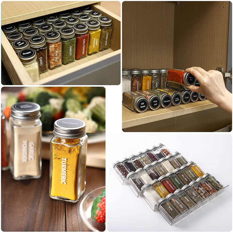 Spice Jars, 28 Pack 3.5 OZ Ultra Clear Glass Spice Jars with 324 Labels, Shaker Lids and Airtight Metal Caps, Empty Reusable Square Seasoning Storage Bottle Jars Home & Garden > Household Supplies > Storage & Organization Antimbee   
