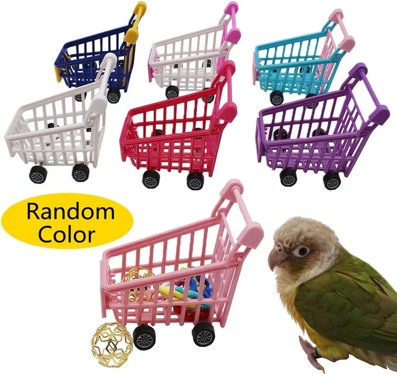 Bird Puzzle Training Toys Set，Parrots Tabletop Interactive Toys Pack，Parakeets Hobby Building Toys for Throwing Chewing Learning, Mini Pink Plastic Shopping Cart Toy with Balls for Cockatiel Conure Animals & Pet Supplies > Pet Supplies > Bird Supplies > Bird Toys QBLEEV   