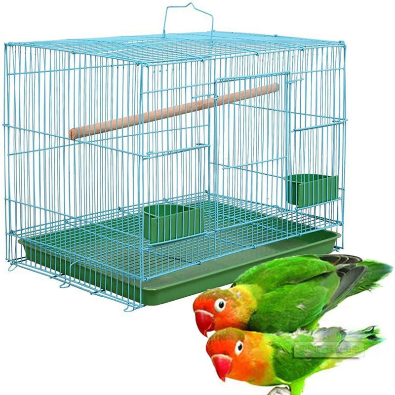 Wire Rectangular Small Cage for Small Birds and Canaries Rekord Equipped with Bird Standing Stick and 2 Semicircular Feeders Accessories Animals & Pet Supplies > Pet Supplies > Bird Supplies > Bird Cages & Stands Ruzida   