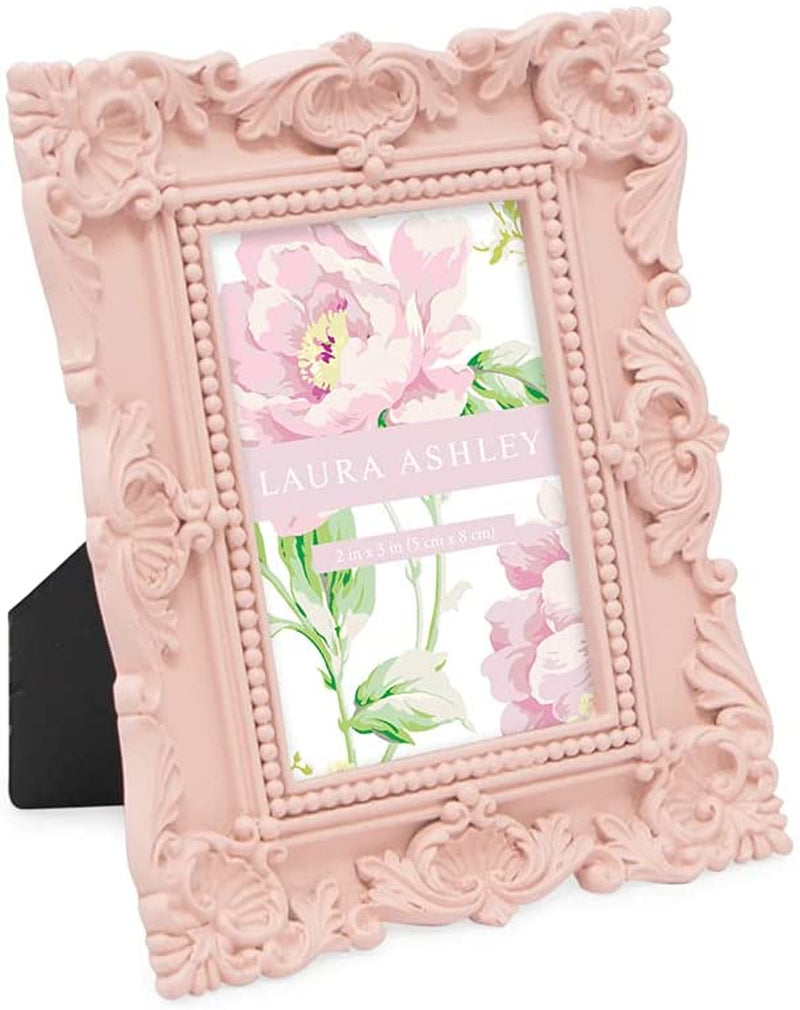 Laura Ashley 5X7 Black Ornate Textured Hand-Crafted Resin Picture Frame with Easel & Hook for Tabletop & Wall Display, Decorative Floral Design Home Décor, Photo Gallery, Art, More (5X7, Black) Home & Garden > Decor > Picture Frames Laura Ashley Pink 2x3 