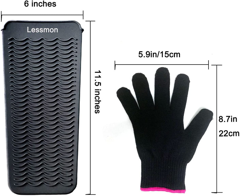 Heat Resistant Mat Pouch and Heat Resistant Glove for Curling Irons, Hair Straightener, Flat Irons and Hair Styling Tools 11.5" X 6", Food Grade Silicone, Black Sporting Goods > Outdoor Recreation > Fishing > Fishing Rods Lessmon   