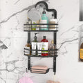 GILLAS Farmhouse 4 Pack Shower Caddy Bathroom Shelf with Toothbrush Holder , Soap Dish, No Drilling Traceless Adhesive Wall Mounted Bathroom Storage Organizer Basket with Hooks,Black Home & Garden > Household Supplies > Storage & Organization GILLAS Black Hanging Shower Caddy 