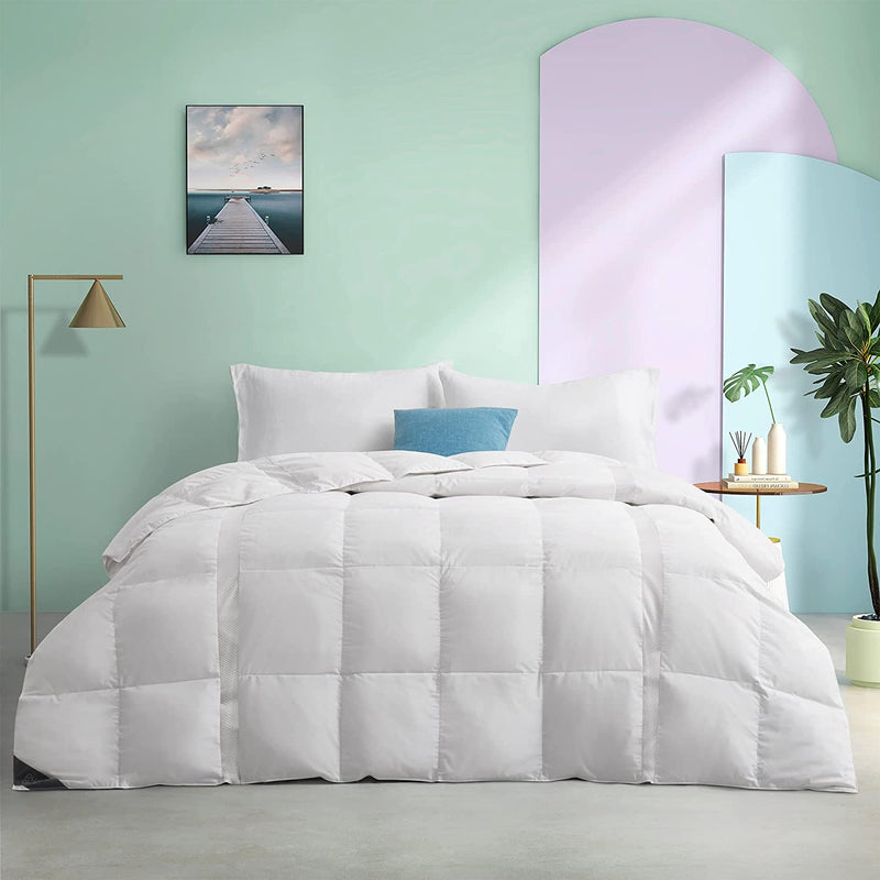 Puredown® Lightweight down Comforter King Size, Super Breathable Mesh Spliced Summer Duvet Insert, Light Warmth Bedding Comforters, Filled with 75% Down Home & Garden > Linens & Bedding > Bedding > Quilts & Comforters puredown Lightweight-white Full/Queen 