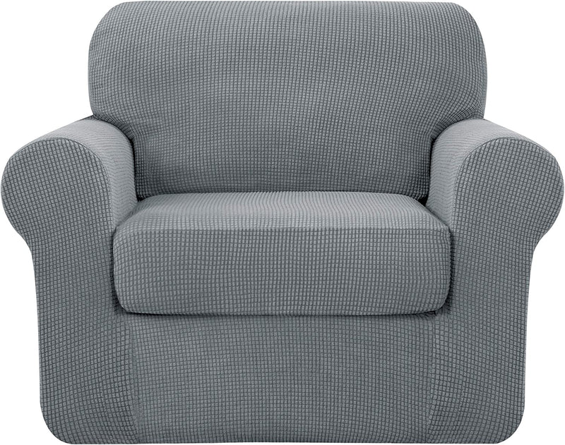 Symax Couch Cover Sofa Slipcover Chair Slipcover 2 Piece Sofa Covers Couch Slipcover Stretch Furniture Protector Washable (Chair, Ivory) Home & Garden > Decor > Chair & Sofa Cushions SyMax Light Grey Small 