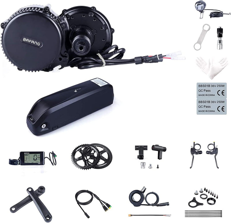 BAFANG BBS02B 48V 750W Mid Drive Electric Bike Motor Ebike Conversion Kit Mid-Mounted Engine for Mountain Bike Road Bicycle with Optional 48V 17.5Ah 18Ah and 48V 20Ah Battery Sporting Goods > Outdoor Recreation > Cycling > Bicycles BAFANG C961 display 52T Chain Ring don't include battery 