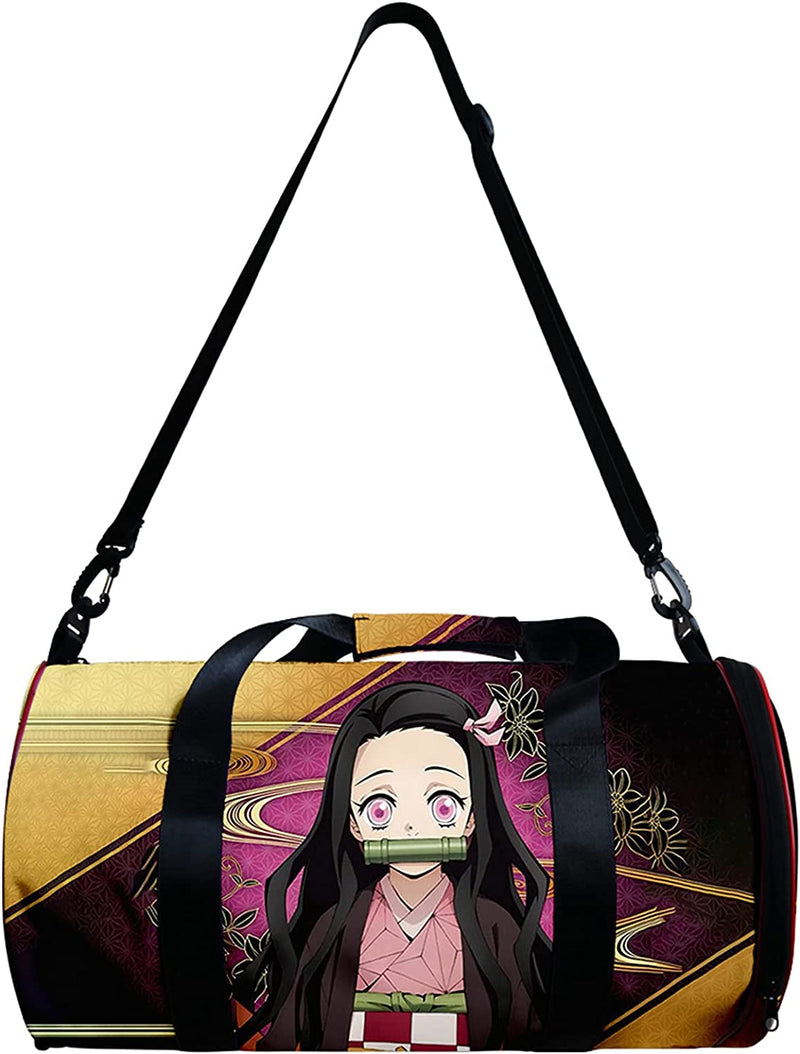HANDAFA Anime Demon Slay Large Capacity Gym Bag Manga Kemitsu Sport Duffel Bag with Shoe Bag(Fire) Home & Garden > Household Supplies > Storage & Organization HANDAFA Nezuko Gold  