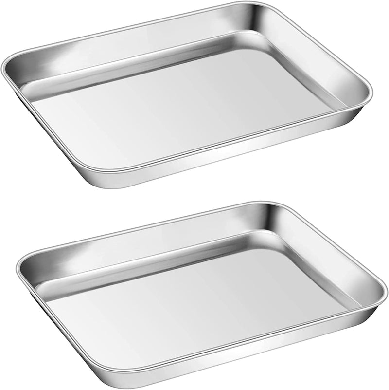 P&P CHEF Baking Cookie Sheet Set of 2, Stainless Steel Baking Sheets Pan Oven Tray, Rectangle 16”X12”X1”, Non Toxic & Durable Use, Mirror Finished & Easy Clean Home & Garden > Kitchen & Dining > Cookware & Bakeware P&P CHEF 2 9 x 7 inch 