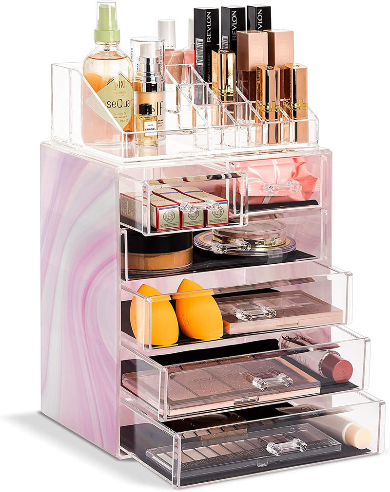 Sorbus Clear Cosmetic Makeup Organizer - Make up & Jewelry Storage, Case & Display - Spacious Design - Great Holder for Dresser, Bathroom, Vanity & Countertop (4 Large, 2 Small Drawers) Home & Garden > Household Supplies > Storage & Organization Sorbus Tie Dye 4 Large, 2 Small Drawers 