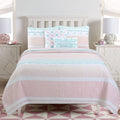 Cozy Line Home Fashions Pink Green Chic Ruffles Girl 100% Cotton Reversible Quilt Bedding Set, Coverlet, Bedspreads (Twin - 2 Piece: 1 Quilt + 1 Sham) Home & Garden > Linens & Bedding > Bedding Cozy Line Home Fashions Candy Queen 