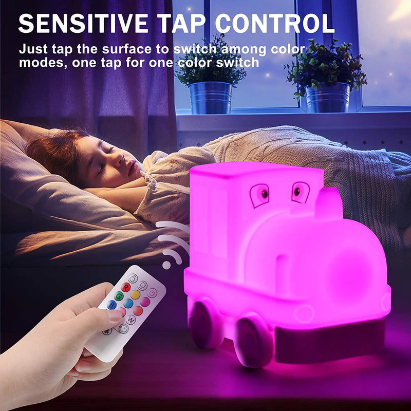Yuede LED Night Lights for Kids, Cute Animal Silicone USB Rechargeable Night Light - 9 Colors Changing with Touch Sensor and Remote Control for Baby/Kids/Adult Gifts (Train) Home & Garden > Lighting > Night Lights & Ambient Lighting Yuede   