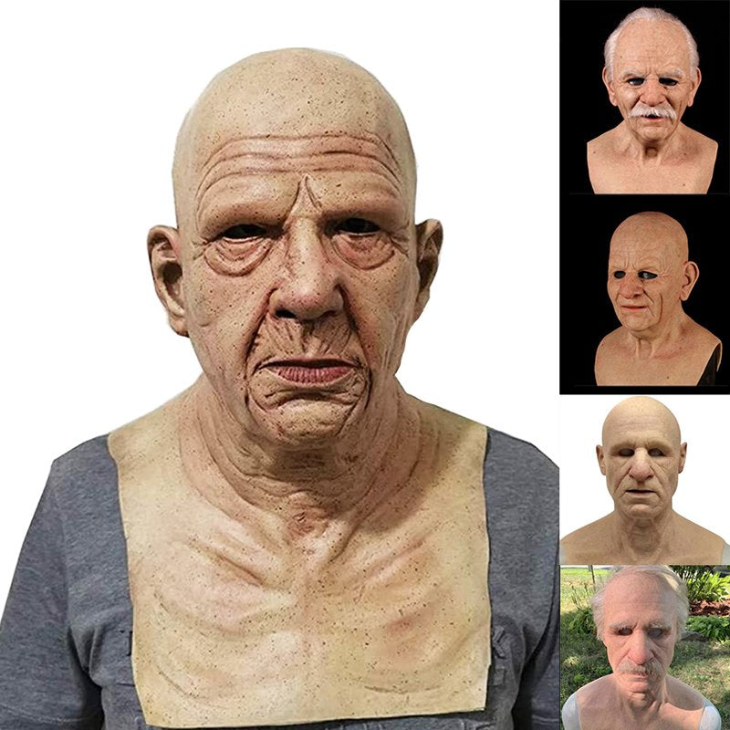 Old Man Mask Latex Halloween Cosplay Party Realistic Full Face Masks Headgear Apparel & Accessories > Costumes & Accessories > Masks Oak Leaf   