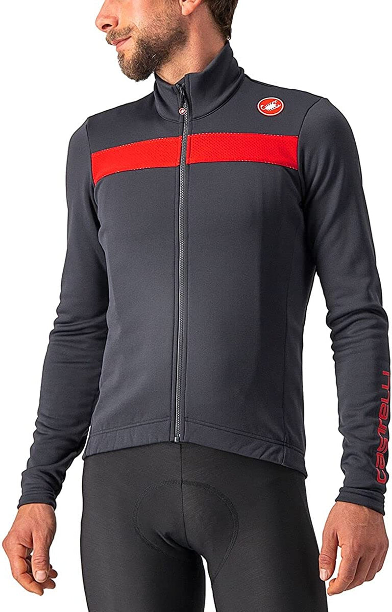 Castelli Cycling Puro 3 Jersey FZ for Road and Gravel Biking I Cycling Sporting Goods > Outdoor Recreation > Cycling > Cycling Apparel & Accessories Castelli Dark Gray/Red Reflex Large 