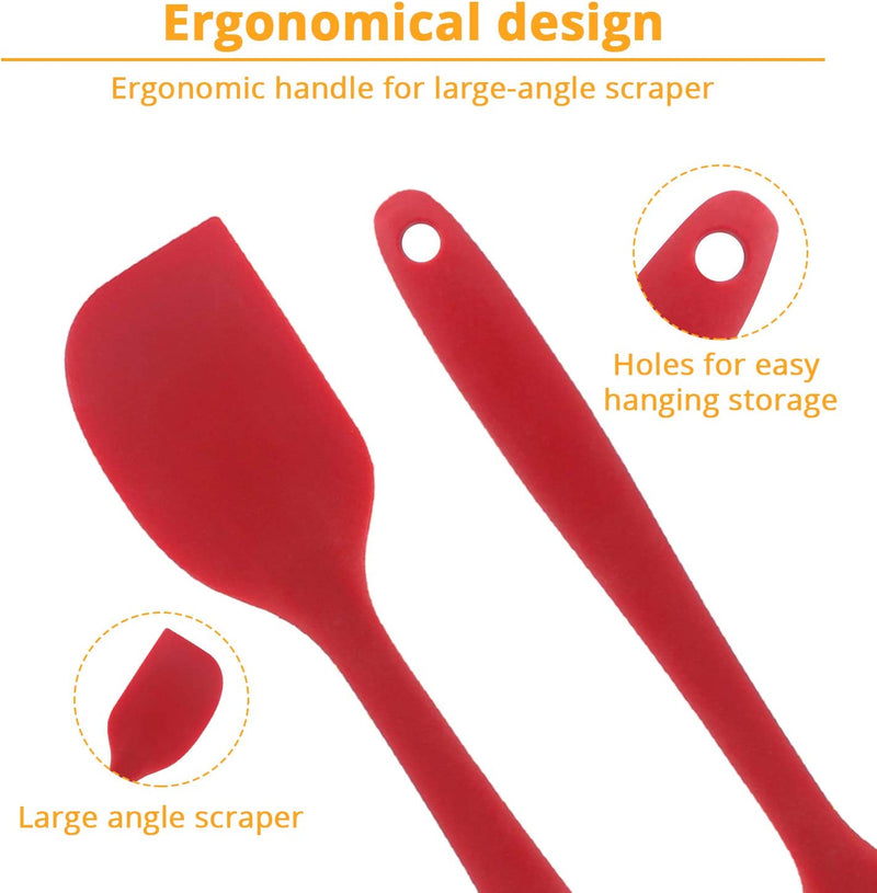 MJIYA Silicone Spatula, 480°F Heat Resistant Non Stick Rubber Kitchen Spatulas for Cooking, Baking, and Mixing, with Stainless Steel Core (L, Red)
