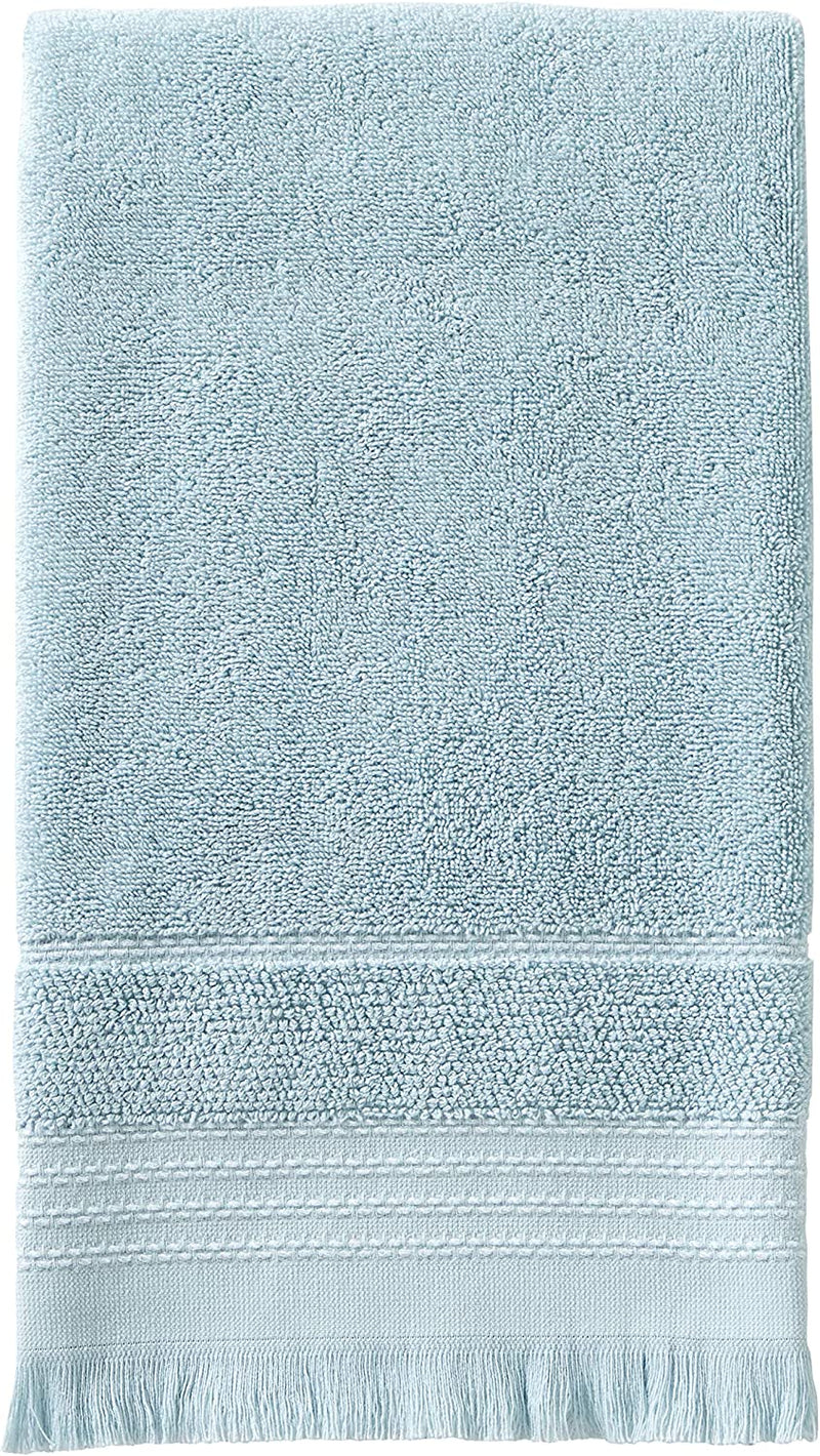SKL Home Casual Fringe Bath Towel Set, White Home & Garden > Linens & Bedding > Towels Saturday Knight Ltd. Bath Towel, Aqua  