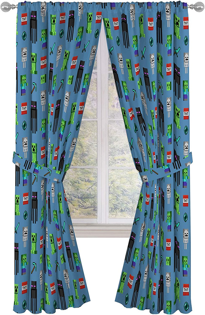 Marvel Avengers Blue Circle Microfiber Curtain Panel Pair with Tiebacks Set, 84 Inches Wide (42 Inches/Panel) 63 Inches Long Home & Garden > Decor > Window Treatments > Curtains & Drapes Jay Franco and Sons, Inc. Blue - Minecraft 84 Inch 