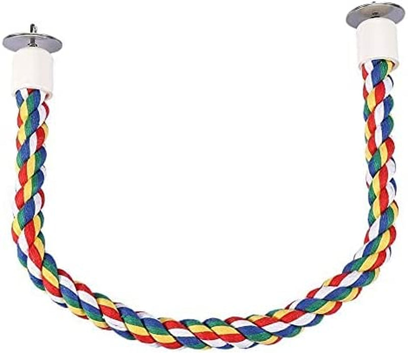 Keersi Colorful Rotate Cotton Rope Bird Perch Stand for Parrot Budgie Parakeet Cockatiel Conure Lovebird Finch Canary Macaw African Grey Cockatoo Eclectus Cage Toy (60Cm/24'') Animals & Pet Supplies > Pet Supplies > Bird Supplies > Bird Toys Keersi   