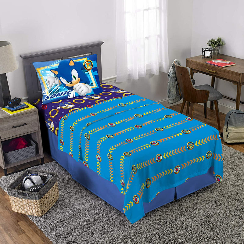 Franco Kids Bedding Super Soft Microfiber Sheet Set, Twin, Sonic the Hedgehog, Anime Home & Garden > Linens & Bedding > Bedding Franco   
