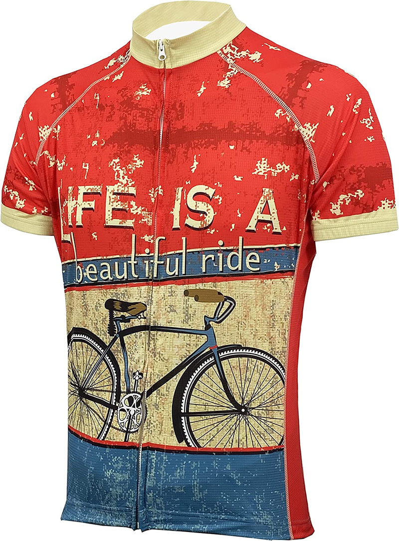 CORVARA BIKE WEAR Life Is a Beautiful Ride Men'S Cycling Short Sleeve Bike Jersey
