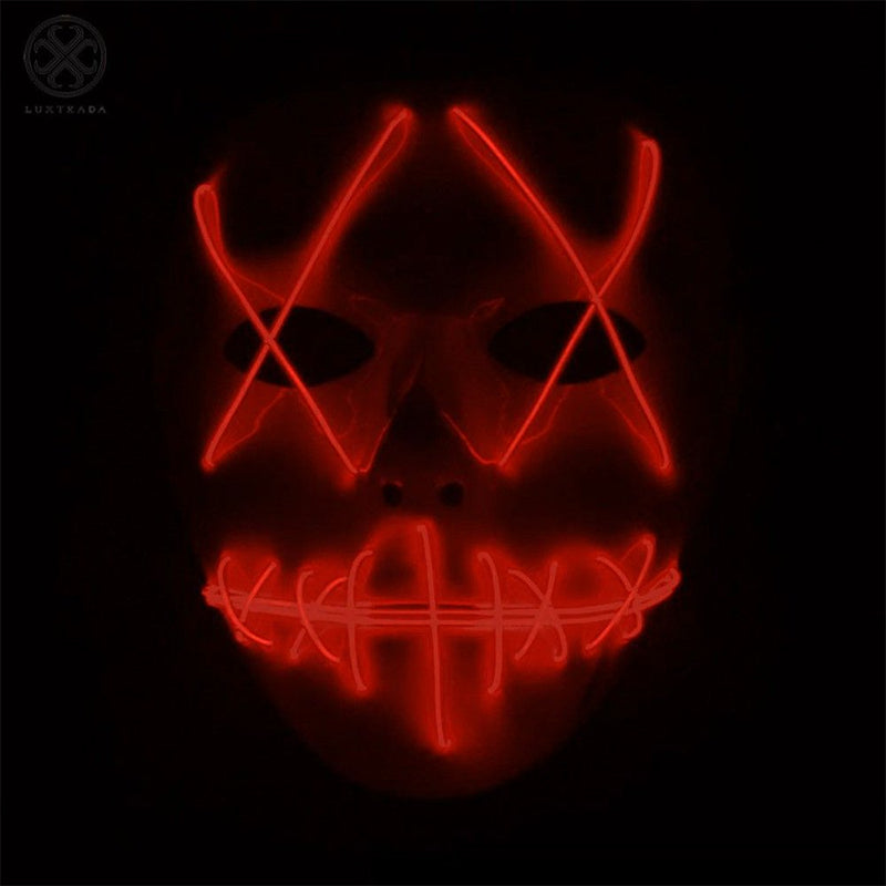 Luxtrada Halloween LED Glow Mask EL Wire Light up the Purge Movie Costume Party +AA Battery (Yellow) Apparel & Accessories > Costumes & Accessories > Masks Luxtrada Red