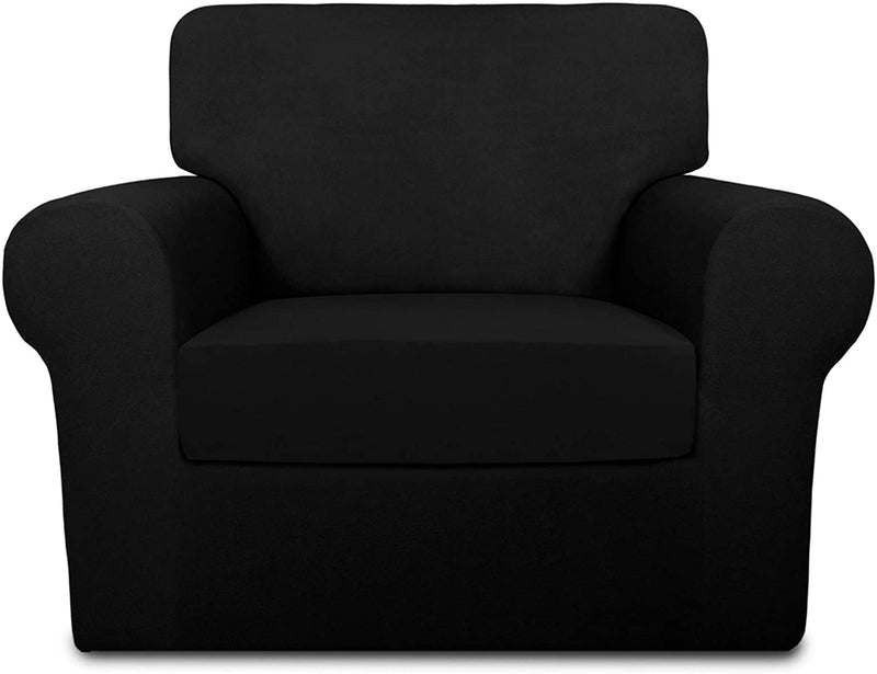 Purefit 4 Pieces Super Stretch Chair Couch Cover for 3 Cushion Slipcover – Spandex Non Slip Soft Sofa Cover for Kids, Pets, Washable Furniture Protector (Sofa, Brown) Home & Garden > Decor > Chair & Sofa Cushions PureFit Black Small 