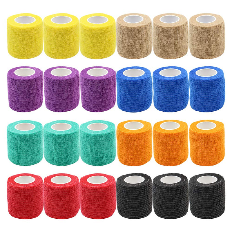Tattoo Grip Cover Wrap - Yuelong 6Pcs 2” X 5 Yards Disposable Cohesive Tattoo Grip Tape Wrap Elastic Bandage Rolls Self-Adherent Tape for Tattoo Machine Grip Tube Accessories, Sports Tape Sporting Goods > Outdoor Recreation > Winter Sports & Activities Yuelong Mix 24  