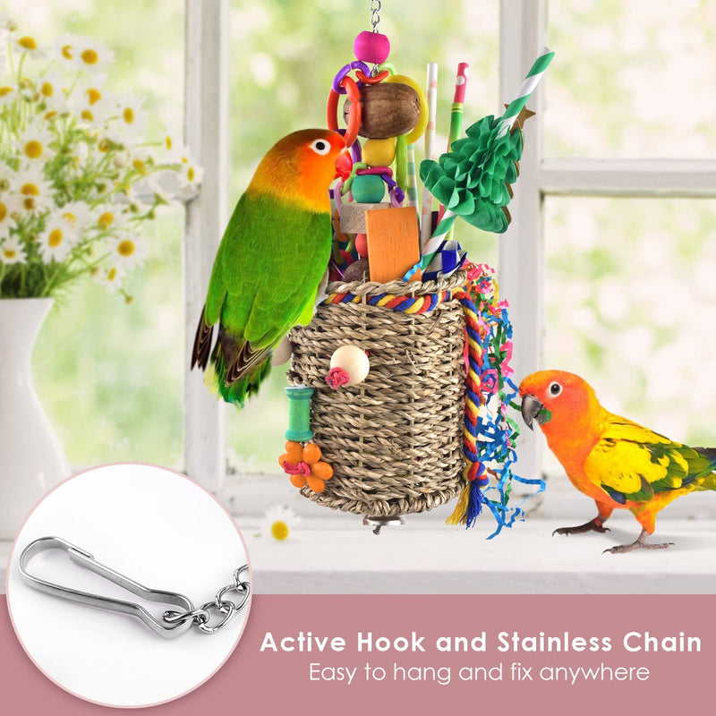 KATUMO Bird Foraging Toys, Seagrass Basket Bird Toy with Array of Chewable Parrot Toys for Small Medium Parrot Birds Animals & Pet Supplies > Pet Supplies > Bird Supplies > Bird Toys KATUMO   
