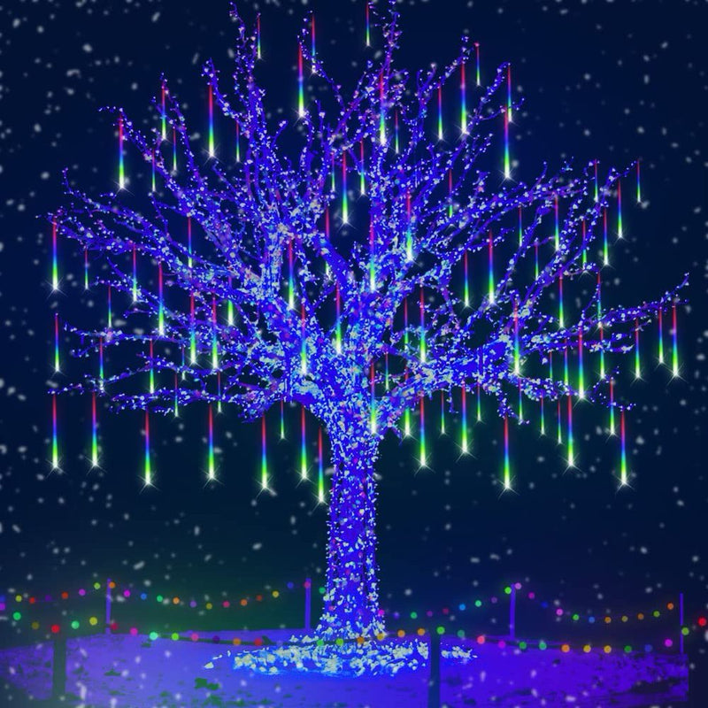 Rain Drop Lights, Aukora LED Meteor Shower Lights, Xmas Lights Outdoor 12 Inch 8 Tubes, Icicle Snow Falling Lights for Xmas Halloween Party Holiday Garden Tree Thanksgiving Christmas Decoration