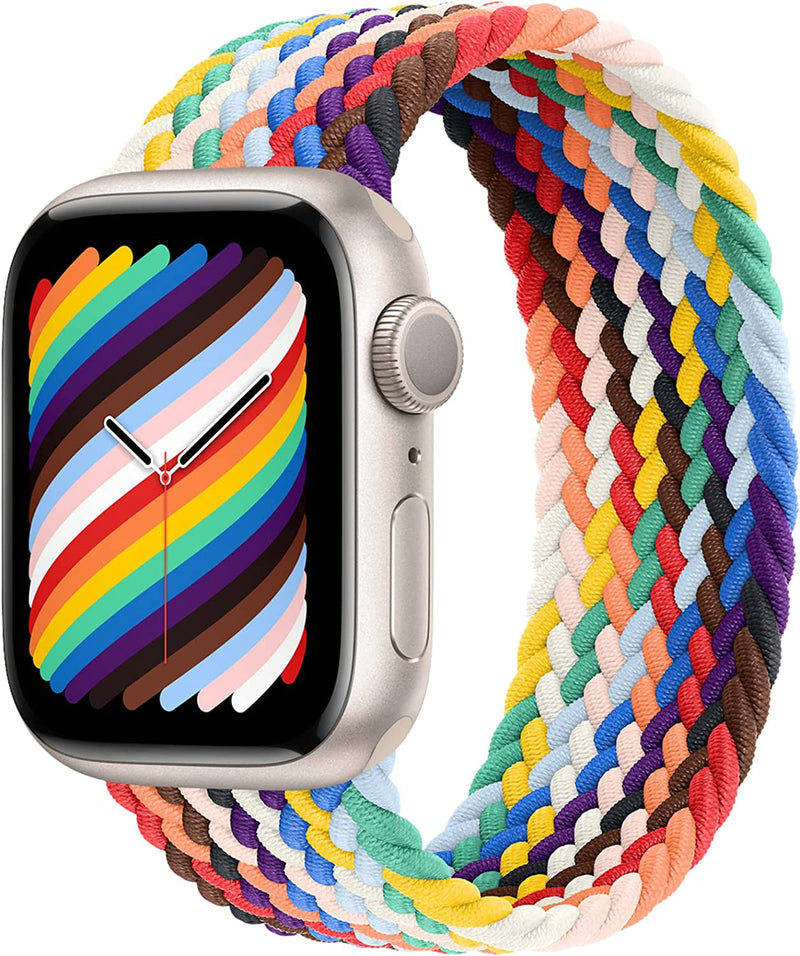 OULUOQI Braided Solo Loop Compatible with Apple Watch Band 38Mm 40Mm 41Mm 42Mm 44Mm 45Mm 49Mm Women Men,Lace Nylon Stretchy Elastic Sport Strap for Iwatch Ultra Series 8 SE 7 6 5 4 3 2 1. Sporting Goods > Outdoor Recreation > Winter Sports & Activities OULUOQI AA-Pride Edition 38mm/40mm/41mm L 